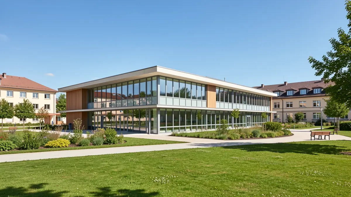 Generic image of a modern community center on a university campus.