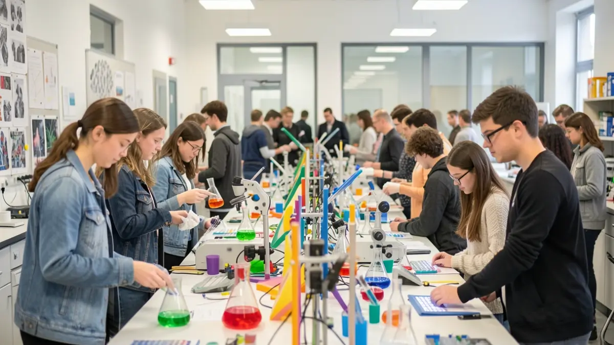 Generic image of students participating in science workshops in a university laboratory.