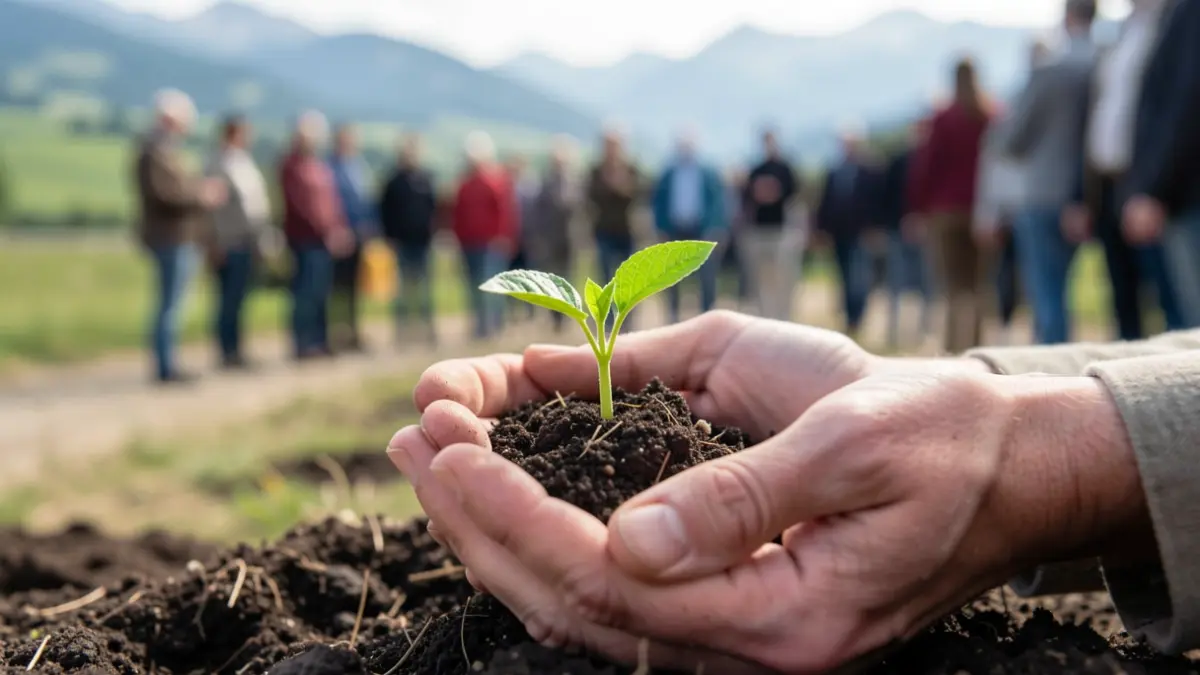 Generic image of hands holding a young green sprout in soil, symbolizing recovery and new beginnings.