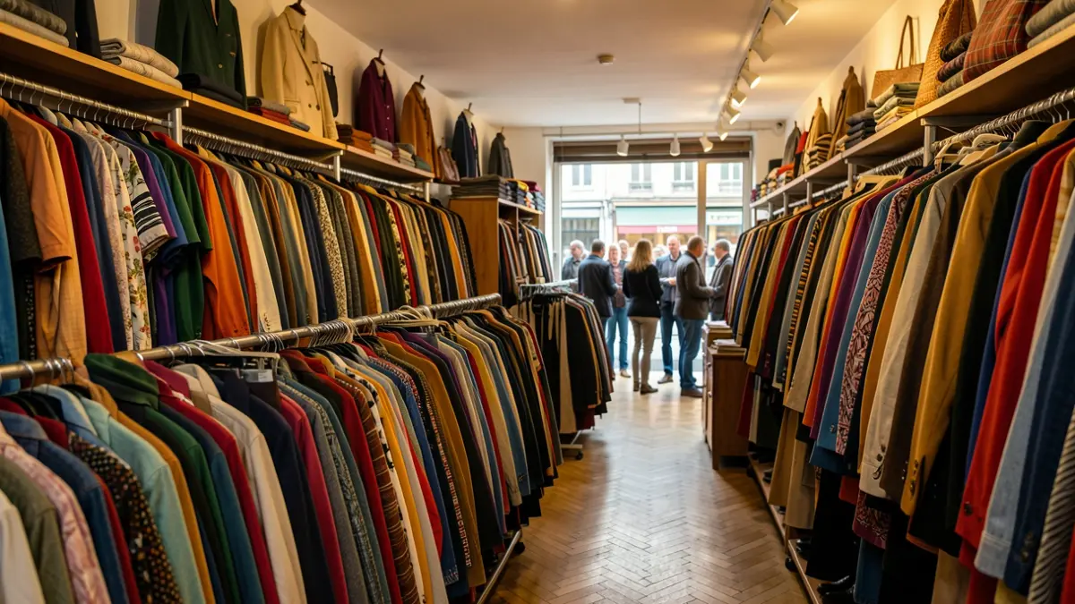 Generic image of a second-hand clothing store with racks of clothes.
