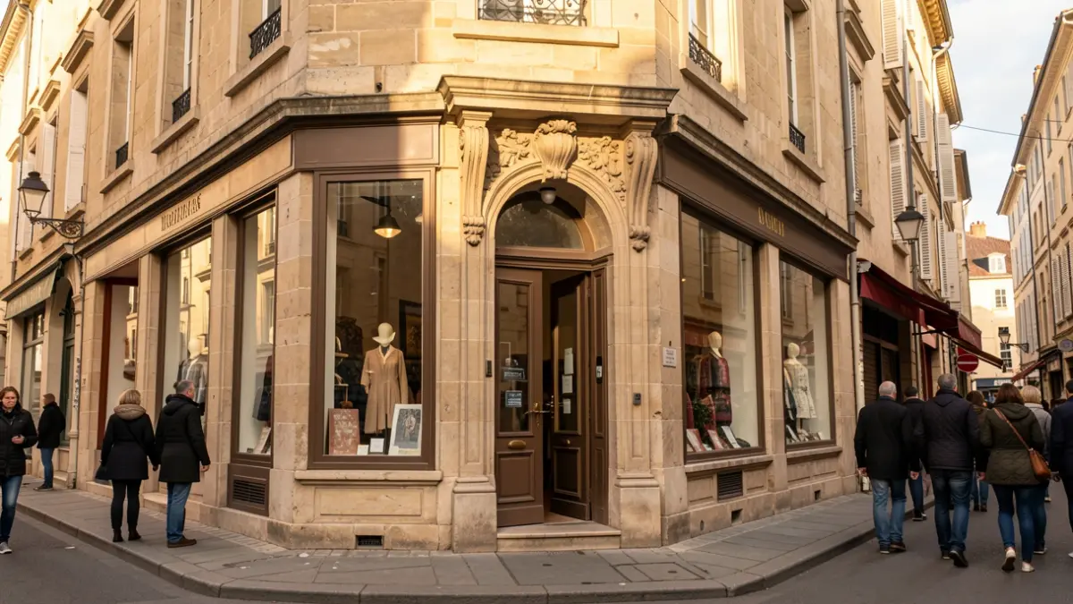 Facade of a potential commercial space in the town center.
