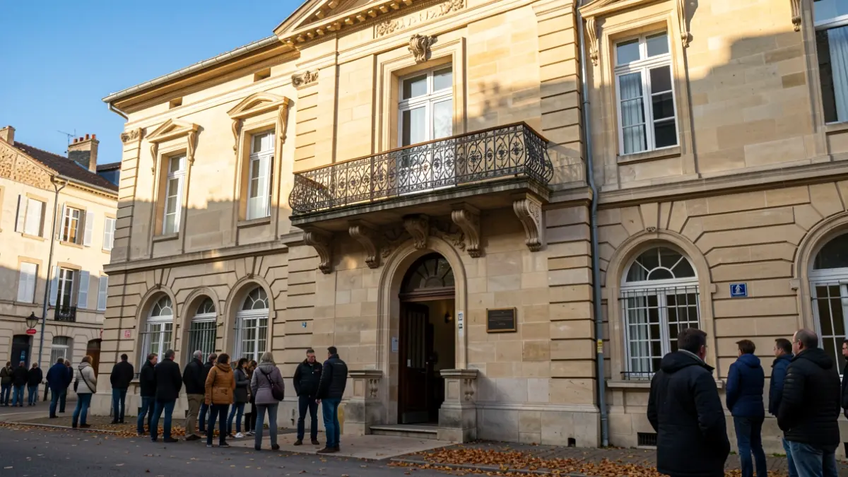 Facade of the town hall of Saint-Étienne-de-Saint-Geoirs during the 'Automne Solidaire' event.