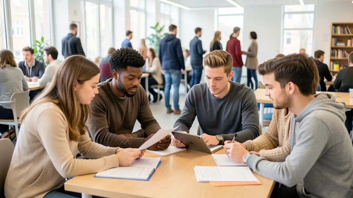 Generic image of a group of students collaborating in a modern university setting.