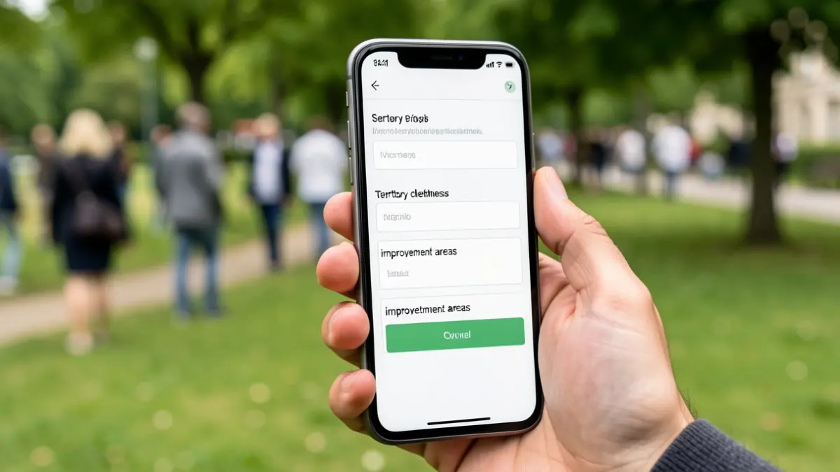 Image générique d'un smartphone affichant un formulaire d'enquête sur la propreté du territoire.