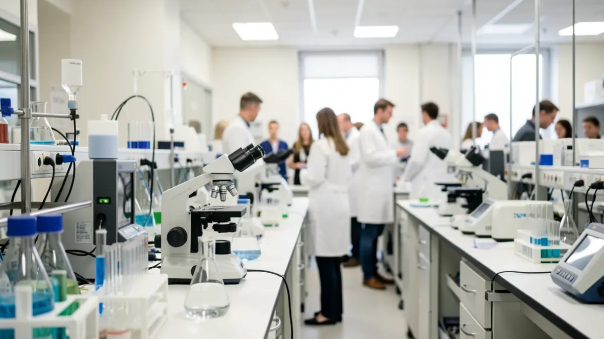 Generic image of a hospital laboratory with scientific equipment.