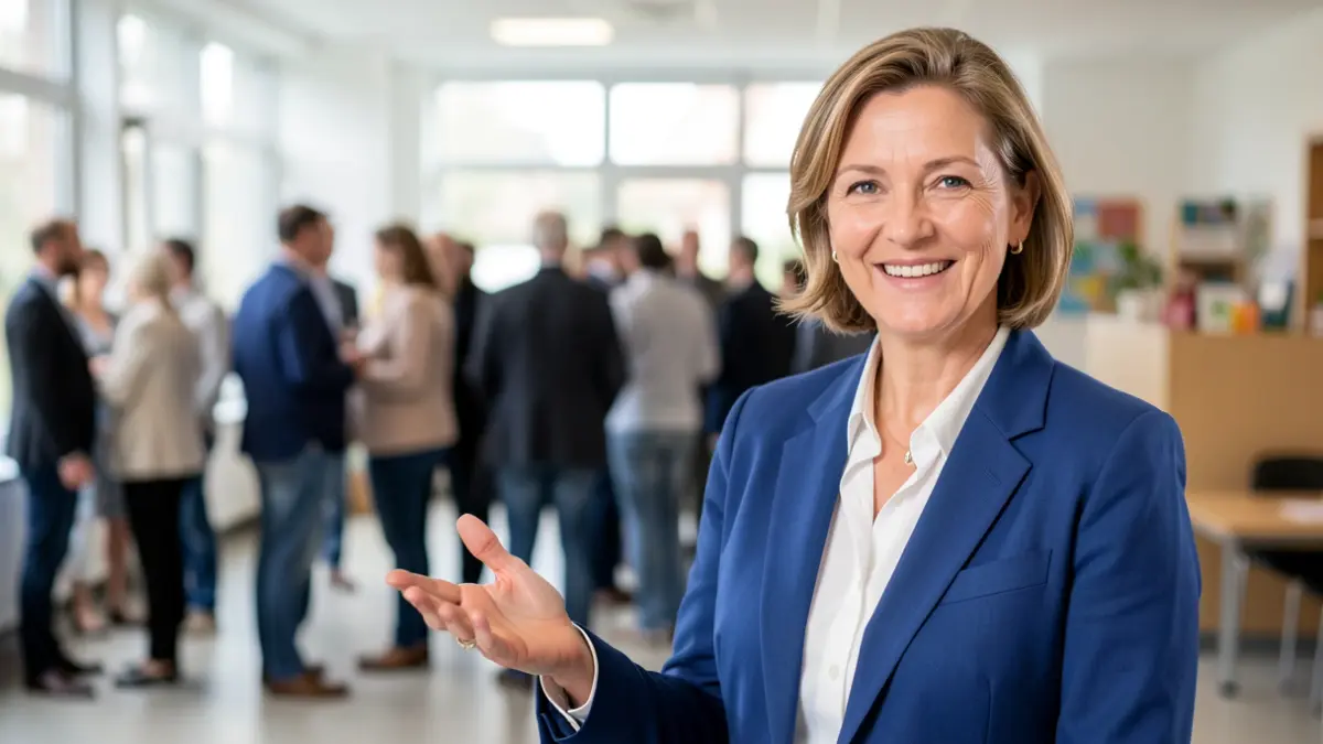 Generic image of a smiling professional in a community center.