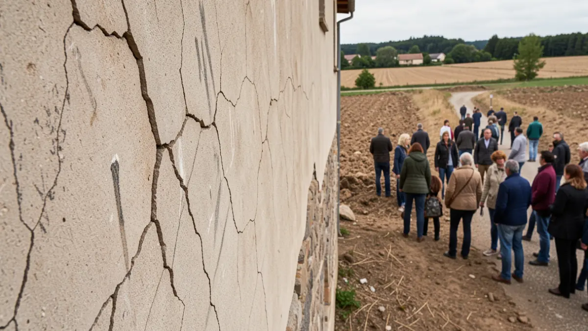 Image générique d'un mur fissuré dans une maison.