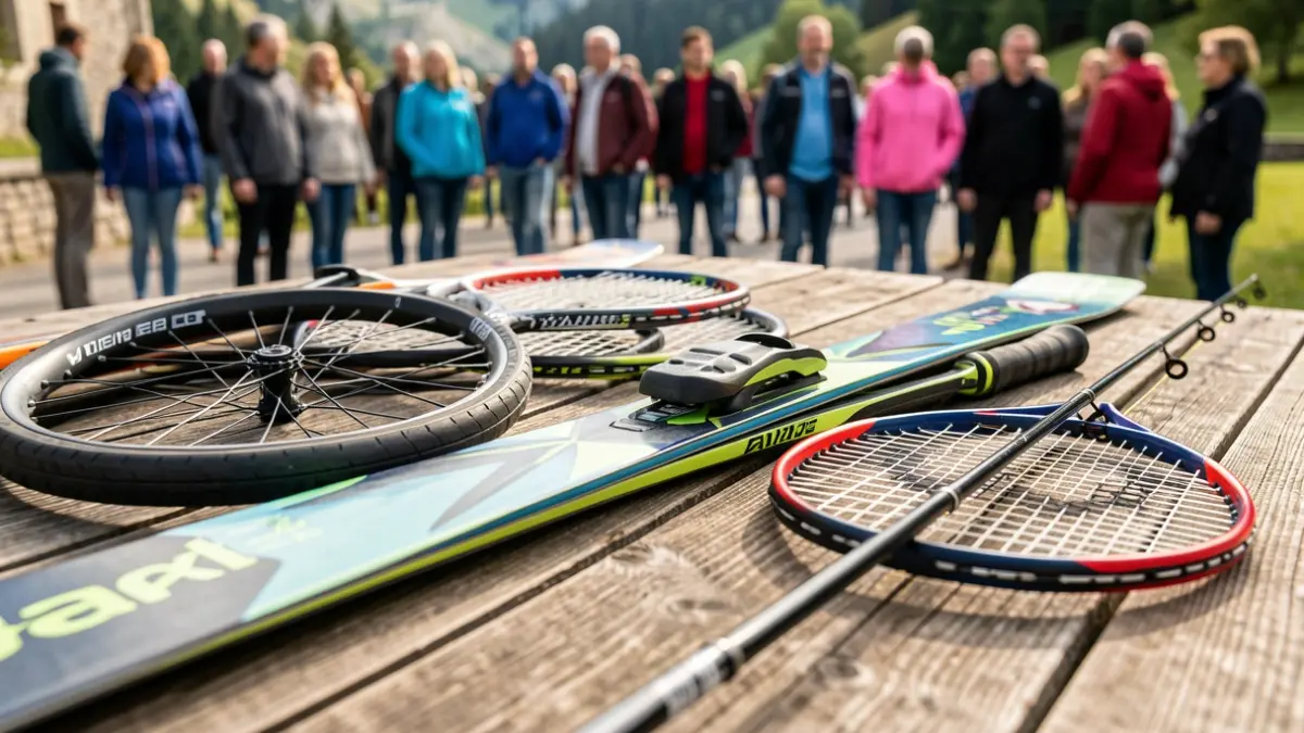 Generic image of various sports and leisure equipment.