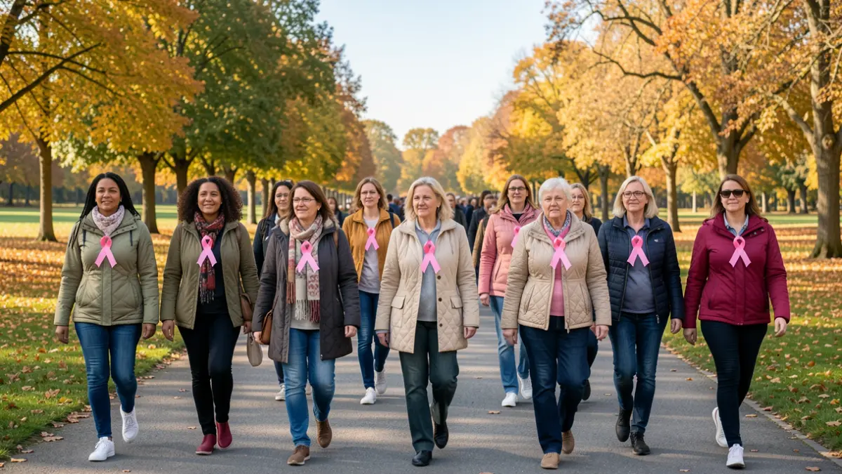 Generic image of women participating in a solidarity walk for Pink October.