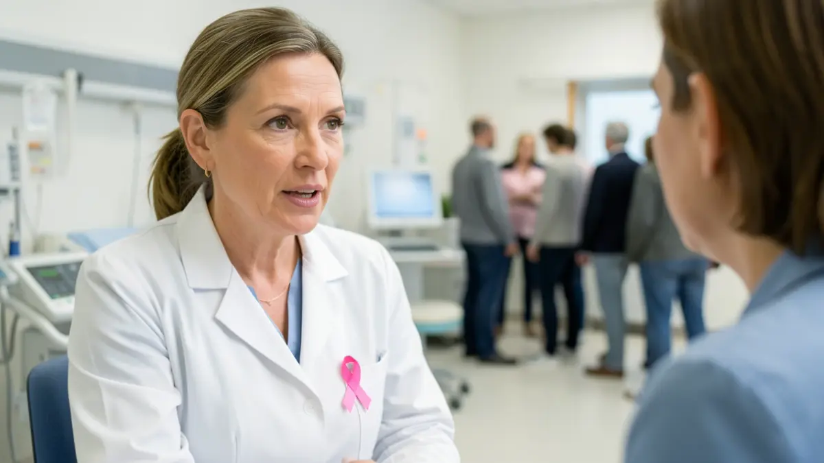 Generic image of breast cancer awareness in a hospital setting.