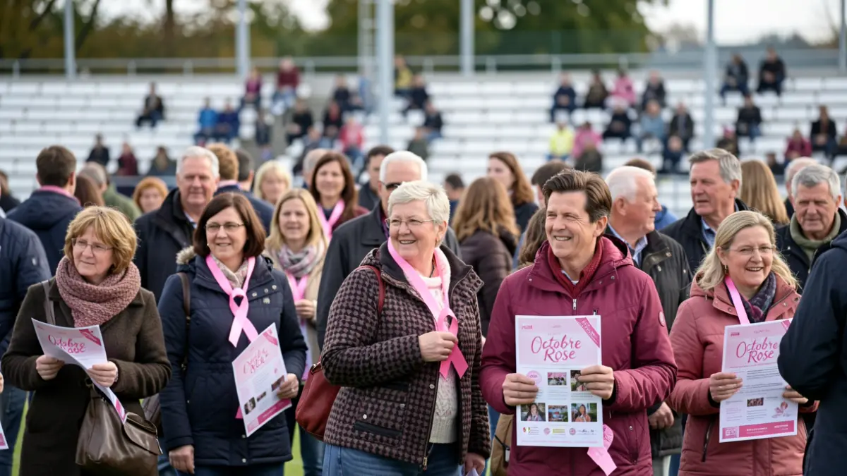 Generic image of an Octobre Rose mobilization at a sports stadium.