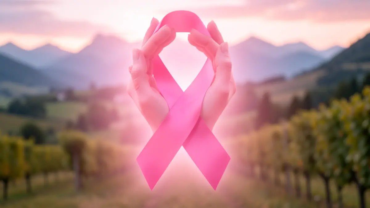 Image symbolique d'Octobre Rose en Auvergne-Rhône-Alpes, axée sur le soutien et l'espoir.