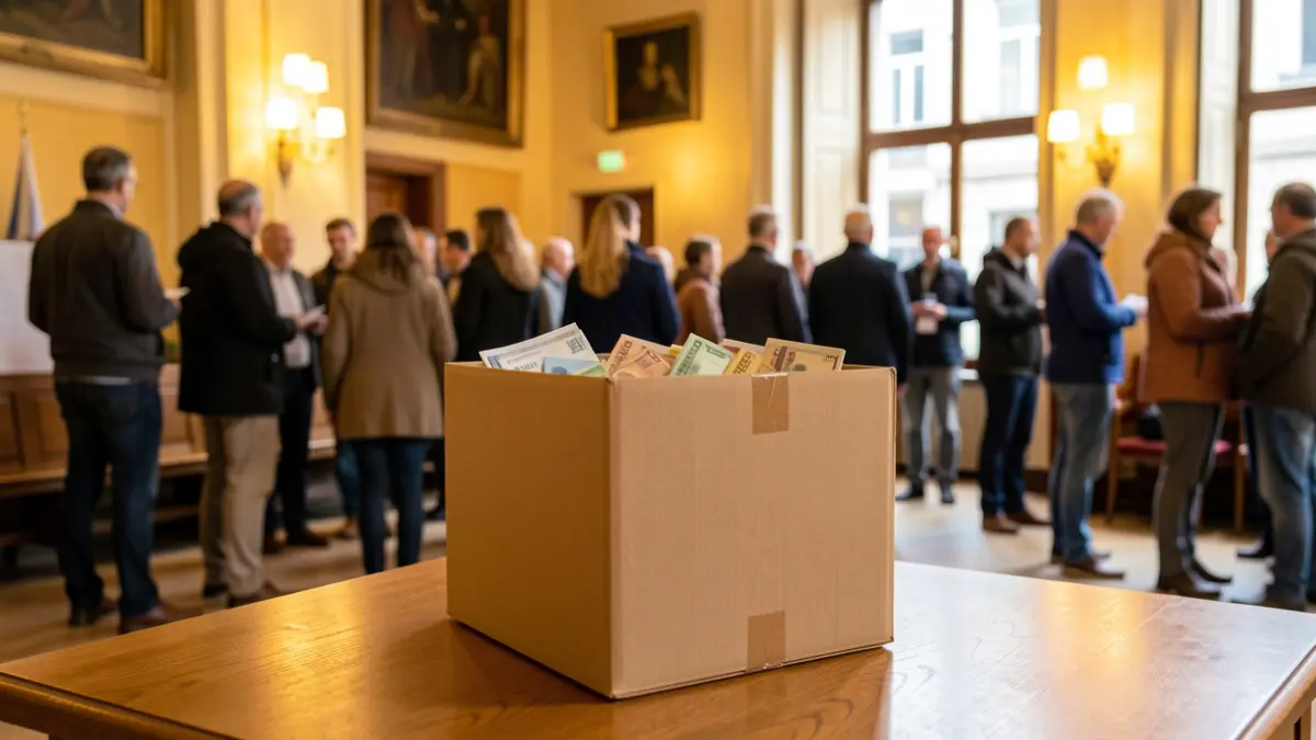 Image générique d'une boîte de collecte solidaire déposée dans un lieu public.