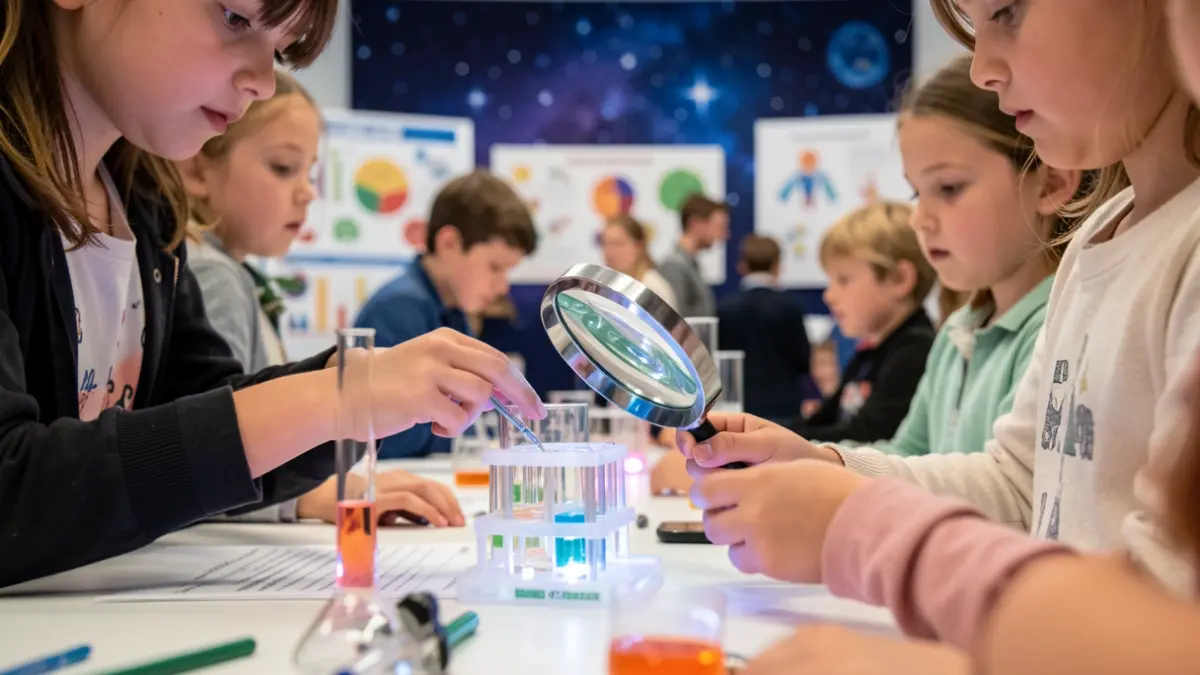 Generic image of children participating in a science workshop about light pollution.