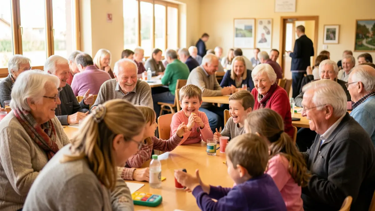 Generic image of an intergenerational gathering in a community hall.
