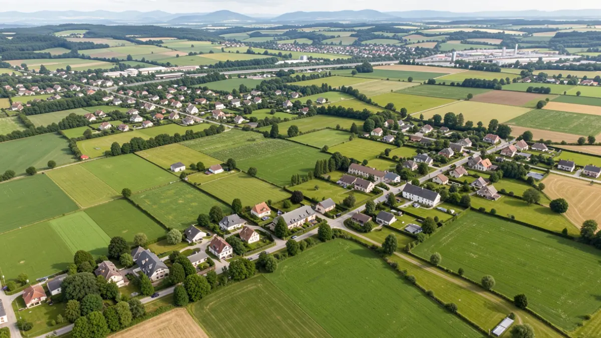 Generic image of a French rural territory with villages and green fields, illustrating local development and environmental preservation.