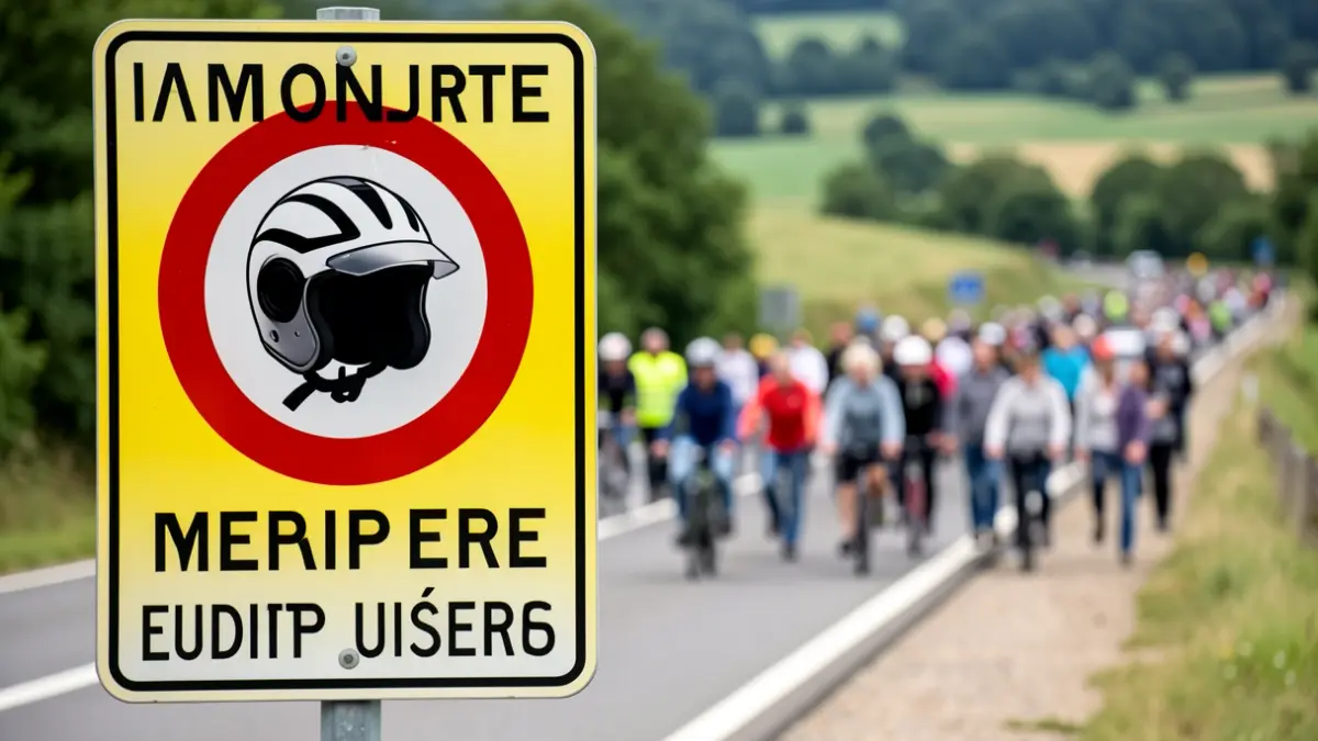 Signalisation routière dans le Rhône imposant le port du casque et du gilet haute visibilité pour les EDPM.