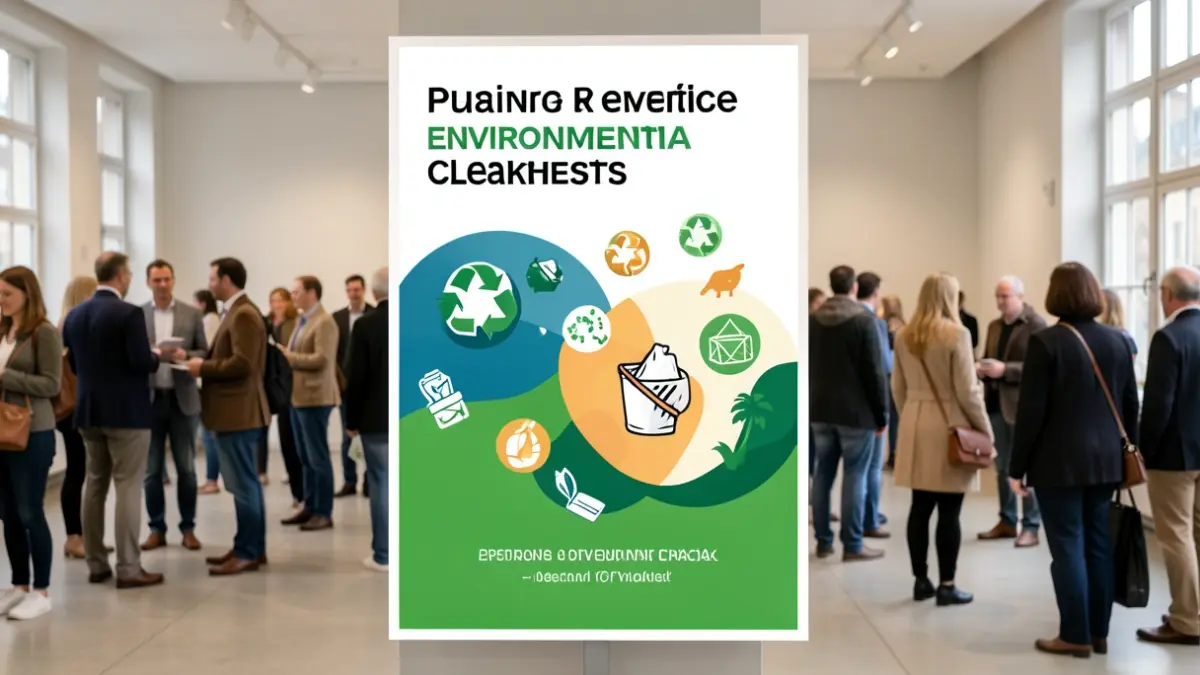Generic image of a public service announcement poster about cleanliness and waste reduction.