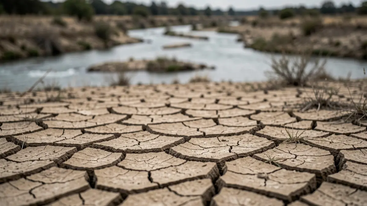 Generic image of drought-cracked earth in Auvergne-Rhône-Alpes.