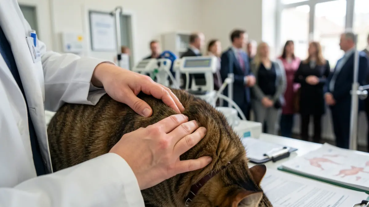Image générique d'un vétérinaire examinant un chat.