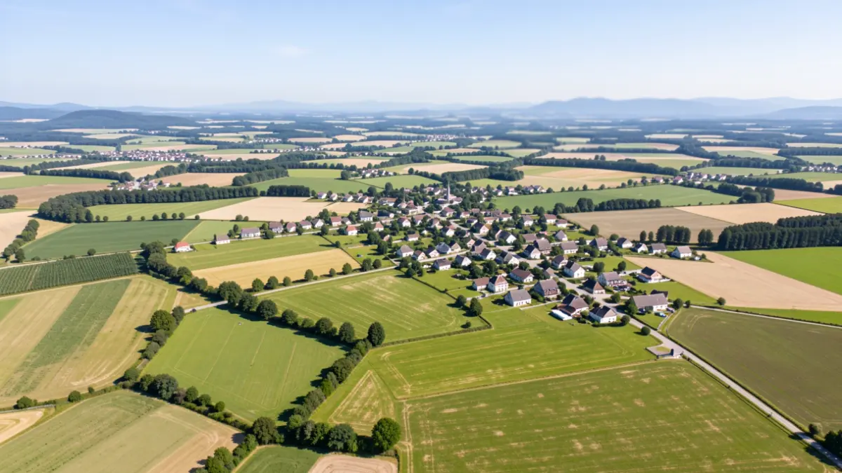 Vue aérienne générique du territoire de Forez-Est.