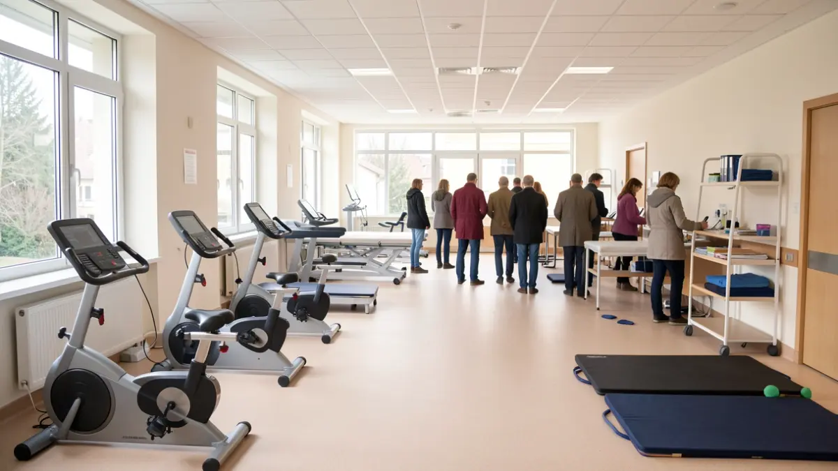 Image générique d'une unité de rééducation hospitalière avec équipement médical.
