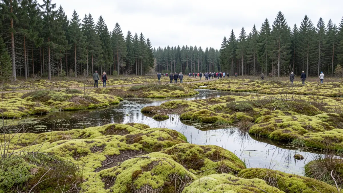 Generic image: with moss and waterlogged ground, surrounded by spruce plantations.