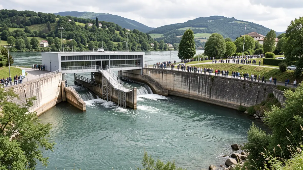 Centrale hydroélectrique nouvelle génération de Vallabrègues avec passe à poissons.