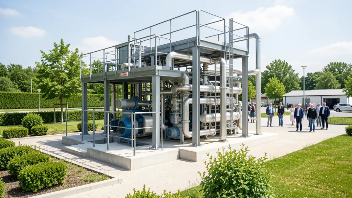 Generic image of a modern water pumping station with visible pipes and machinery in a clean industrial setting.