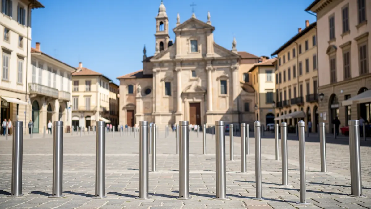 Installation of retractable bollards at Saint-Martin square in Vienne.