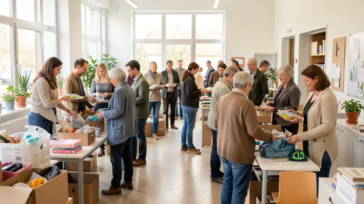 Generic image of volunteers working together in a community center.